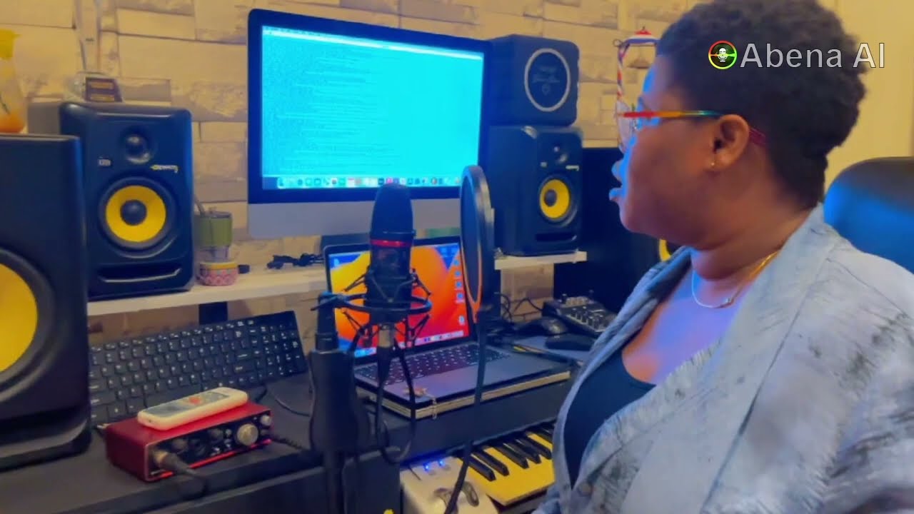 Abena AI voice artists recording proprietary speech data in a studio
